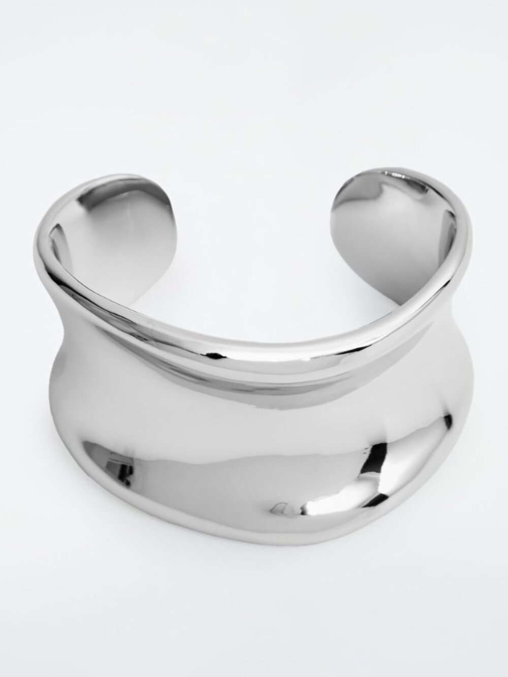 COS Sculpted Cuff Bracelet Silver Tone, Set of 2